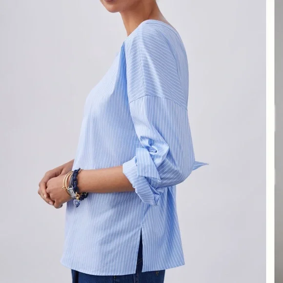 Anthropologie X Harshman Blue Striped Blouse - Picture 2 of 6